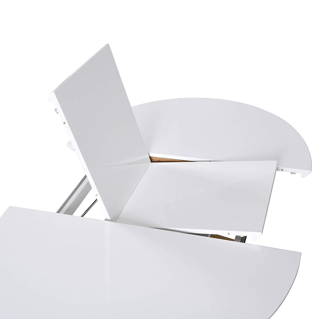 Grenchen Round to Oval 4 to 6-Seater White High Gloss Extendable Dining Table — view 7