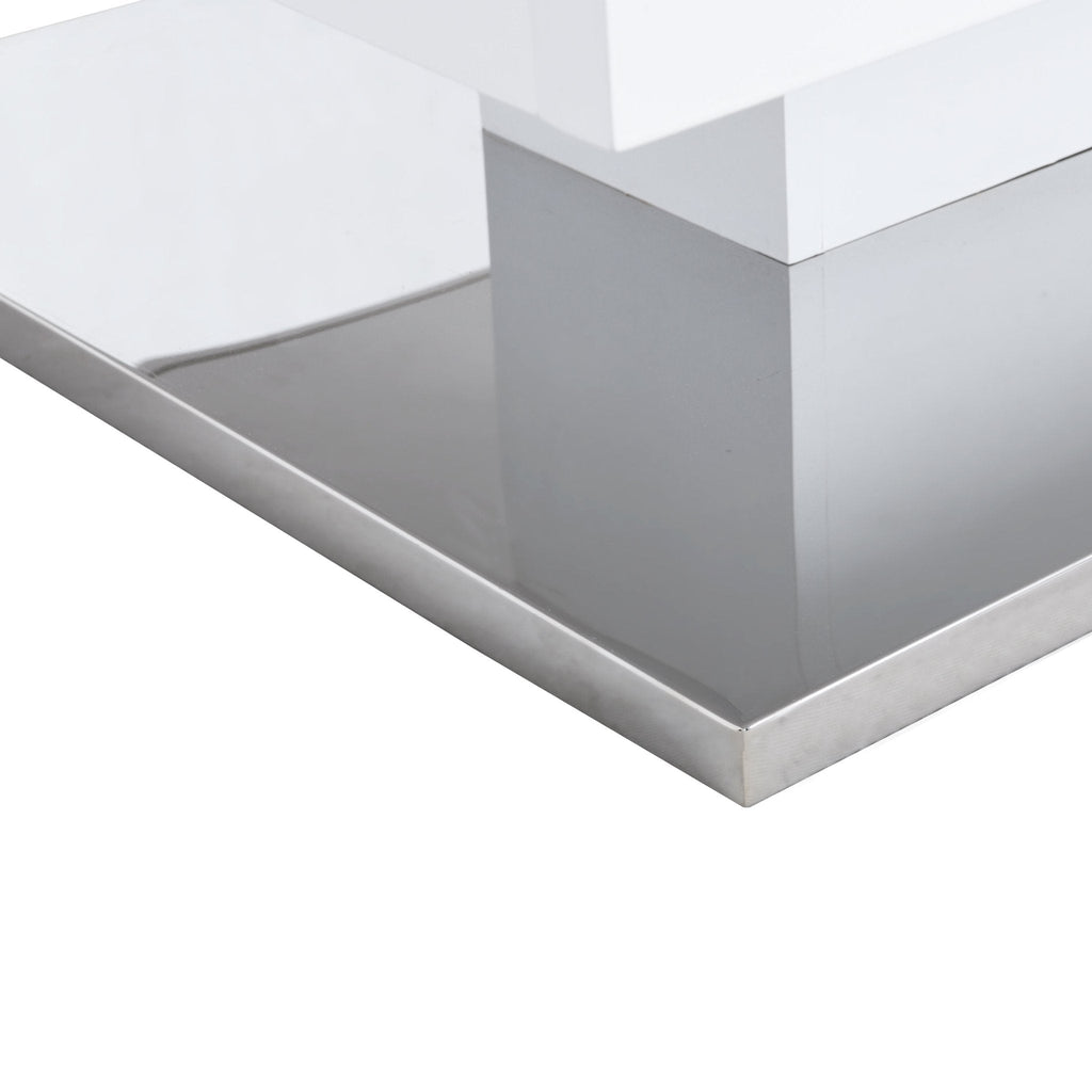 Finch White Swivel Frosted Glass Top Coffee Table with Stainless Steel Base — view 10