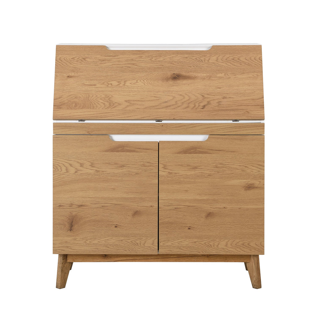 Ernest Writing Bureau in White & Oak Colour — view 3