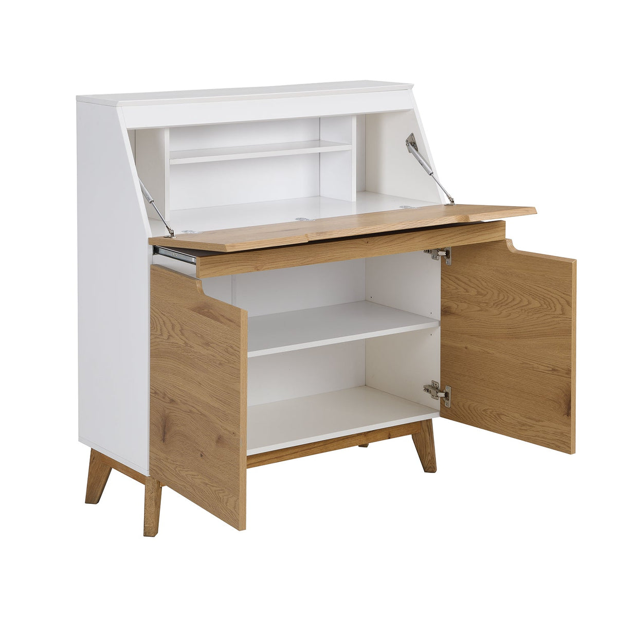 Ernest Writing Bureau in White & Oak Colour — view 4