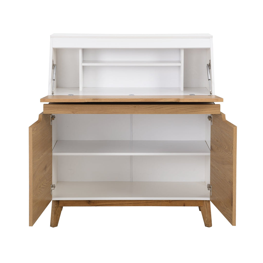 Ernest Writing Bureau in White & Oak Colour — view 6