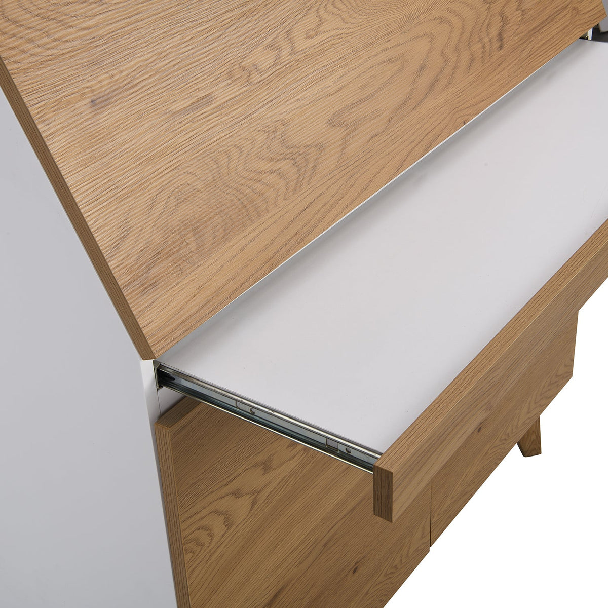Ernest Writing Bureau in White & Oak Colour — view 7