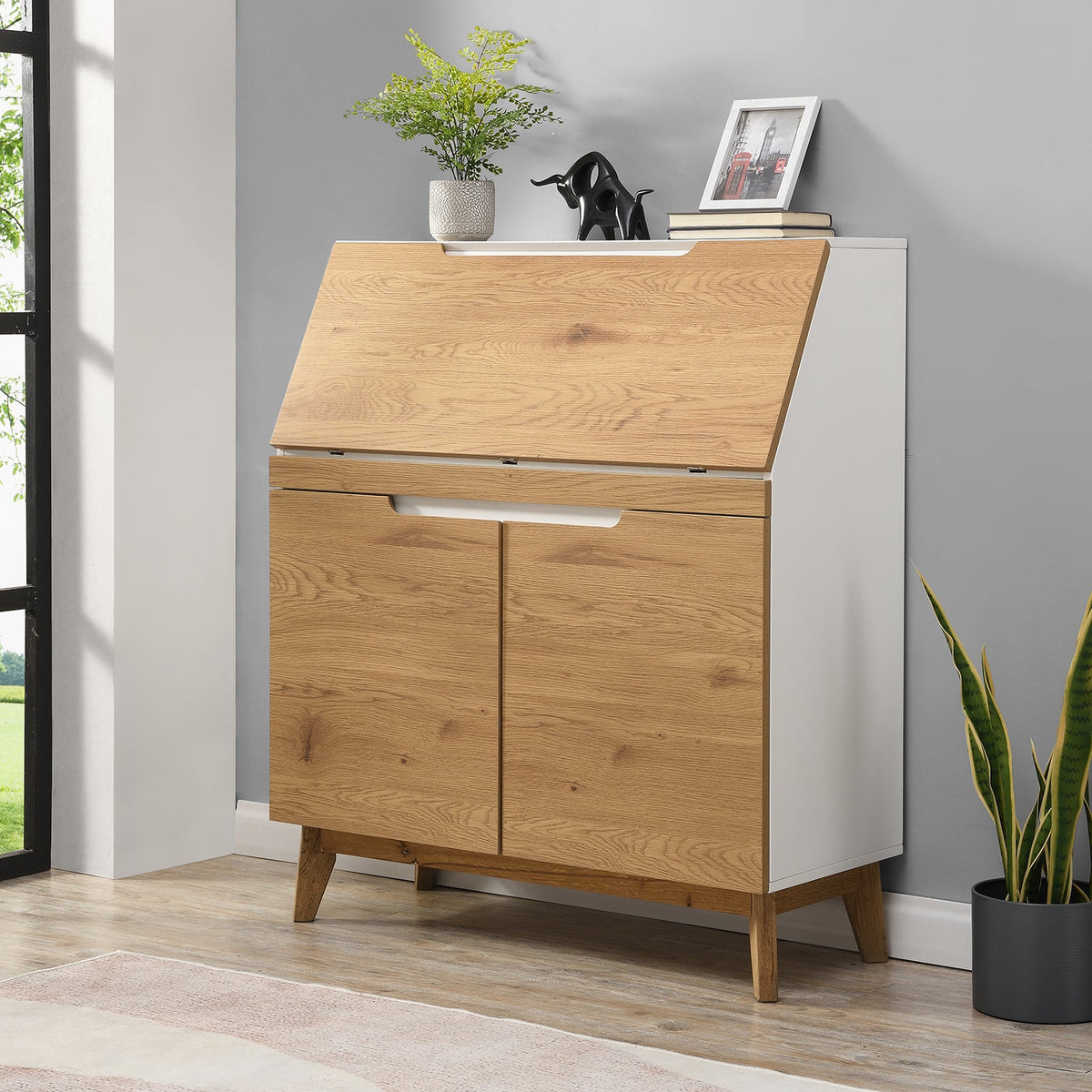 Ernest Writing Bureau in White & Oak Colour — desk from 2nd Time Around