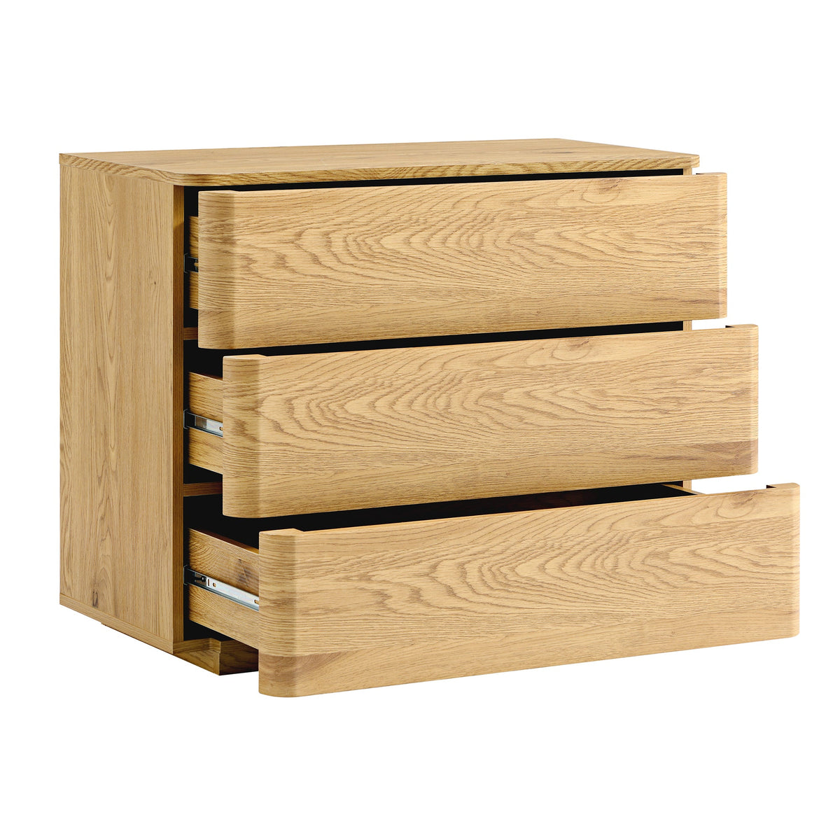 Agnes Curved Edge Chest of 3 Drawers, Natural — view 9