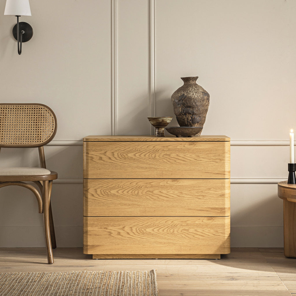 Agnes Curved Edge Chest of 3 Drawers, Natural — view 2