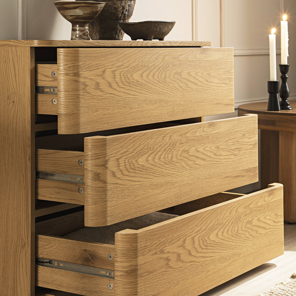 Agnes Curved Edge Chest of 3 Drawers, Natural — view 3