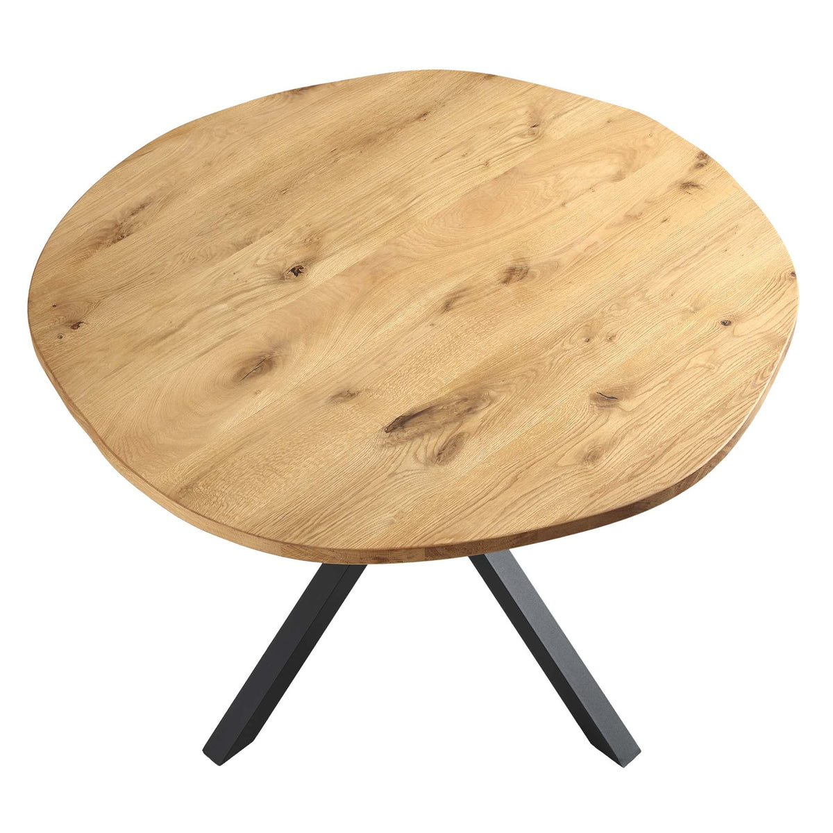 BERN Natural Curved Edge Solid Oak Dining Table — view 4