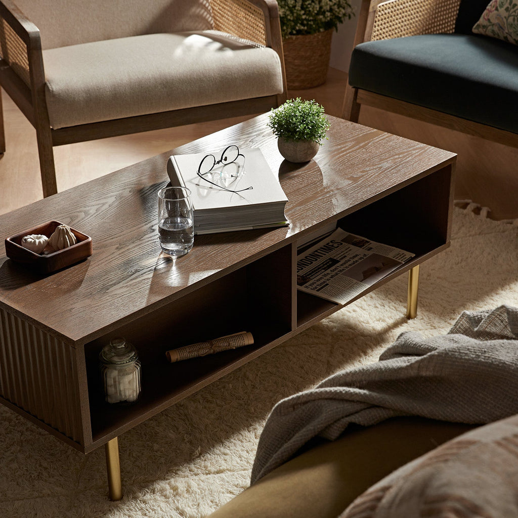 Richmond Ridged Coffee Table with Drawer, Dark Ash — view 5