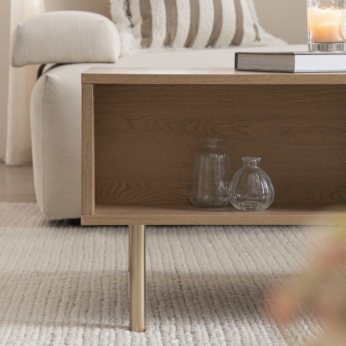 Richmond Ridged Coffee Table with Drawer, Light Ash — view 8