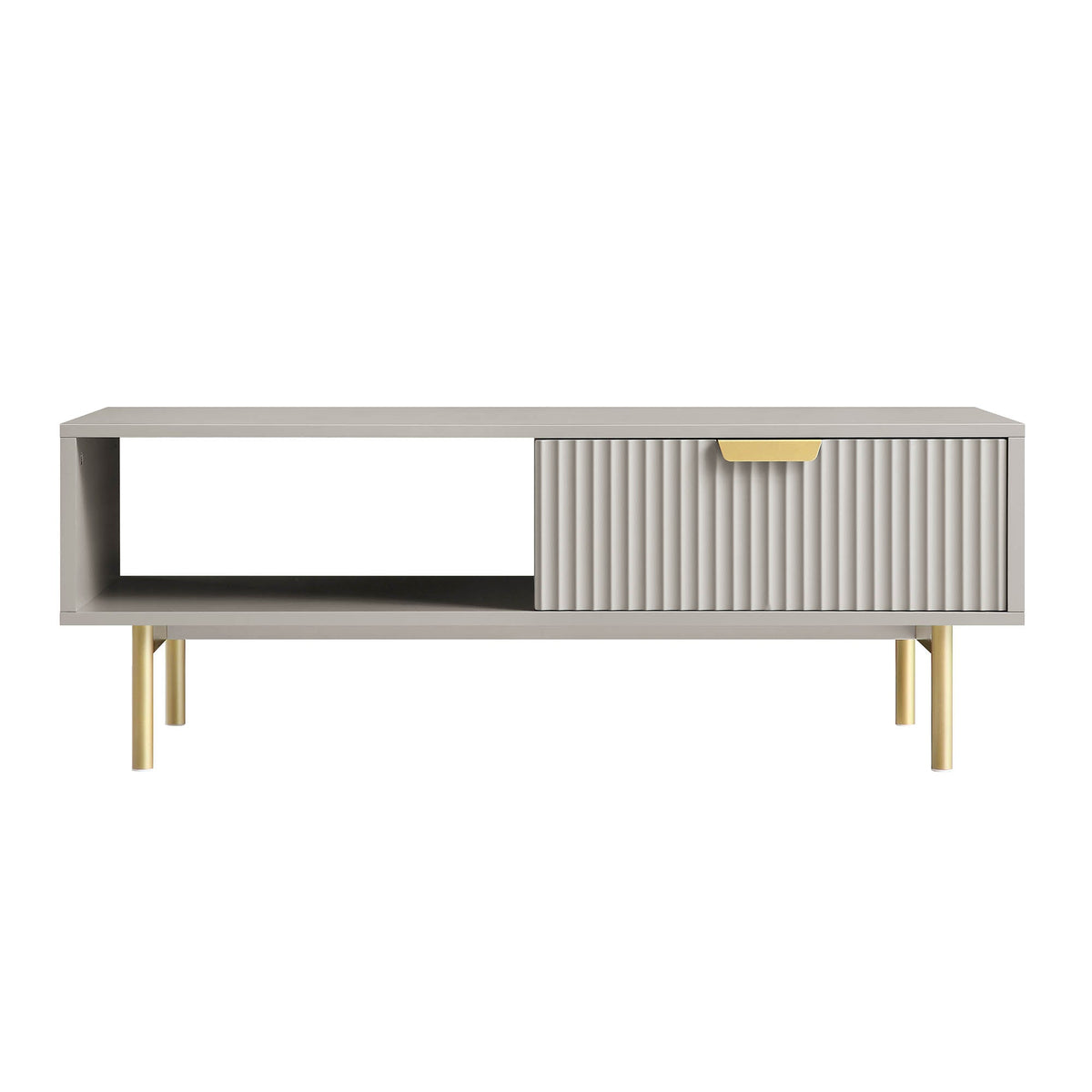 Richmond Ridged Coffee Table with Drawer, Matte Taupe — view 4