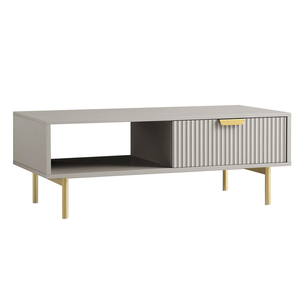 Richmond Ridged Coffee Table with Drawer, Matte Taupe — view 5