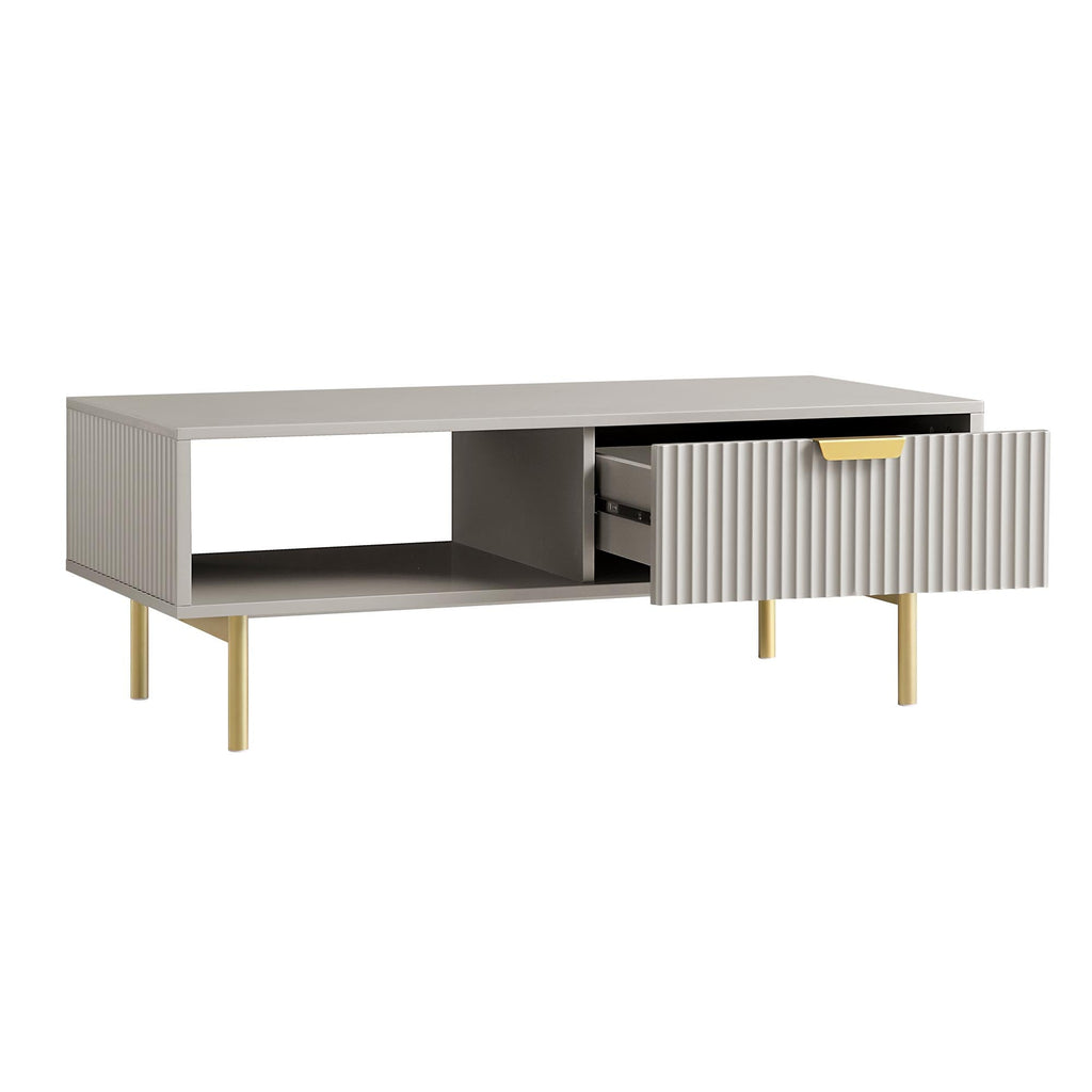 Richmond Ridged Coffee Table with Drawer, Matte Taupe — view 7