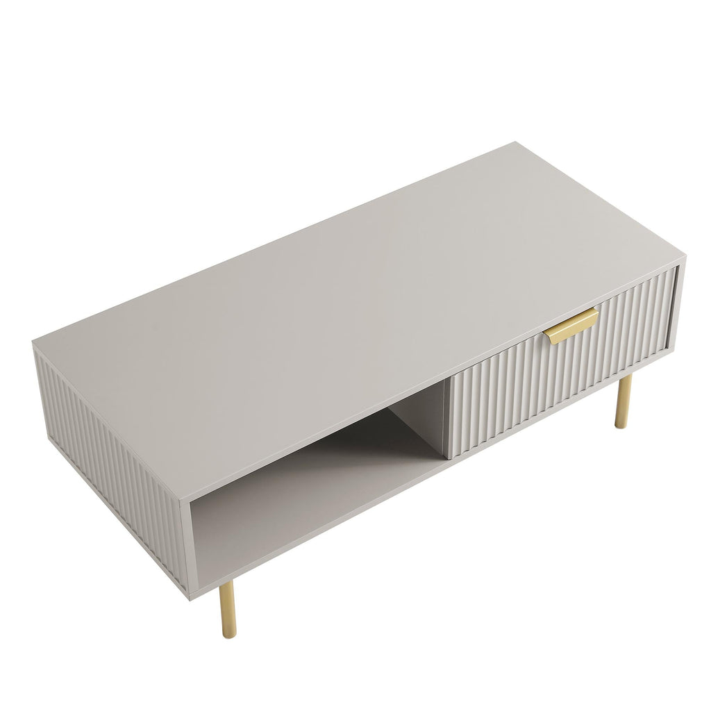Richmond Ridged Coffee Table with Drawer, Matte Taupe — view 8