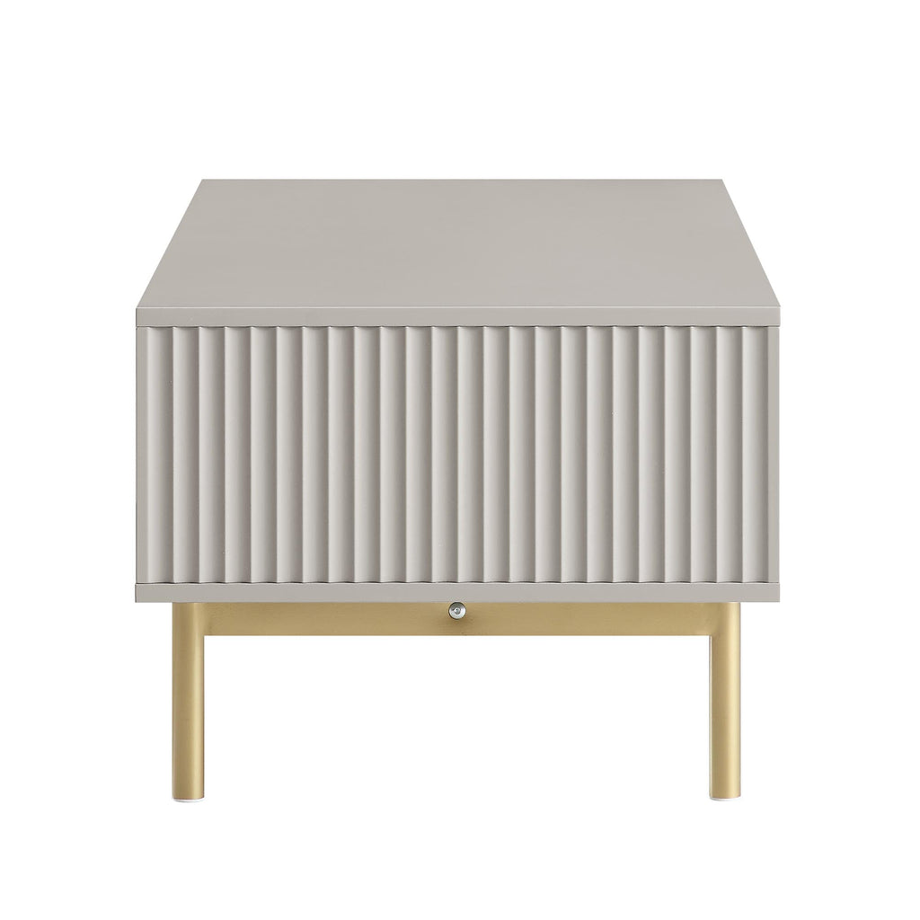 Richmond Ridged Coffee Table with Drawer, Matte Taupe — view 9