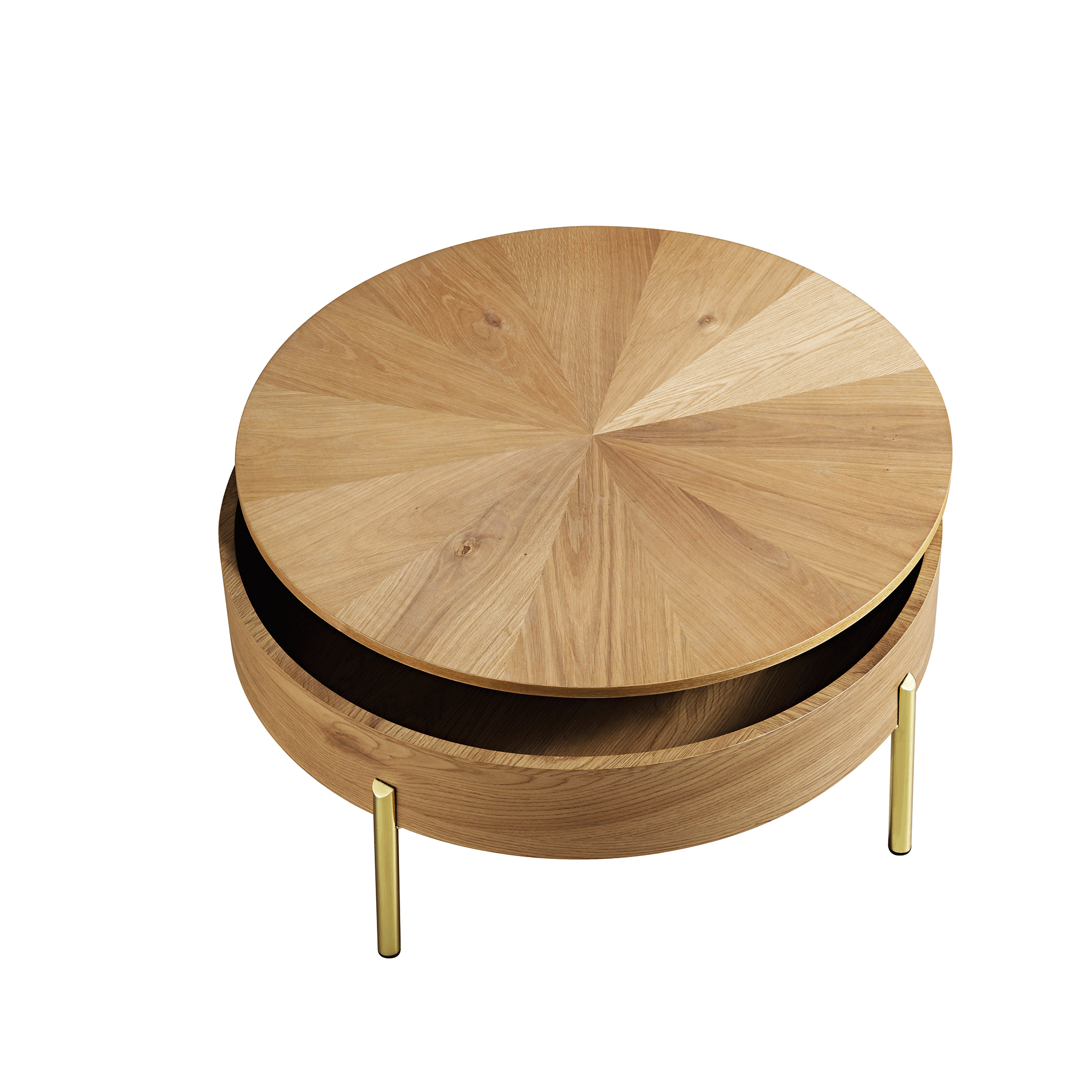 Bohdi Oak Round Rotating Coffee Table — view 4