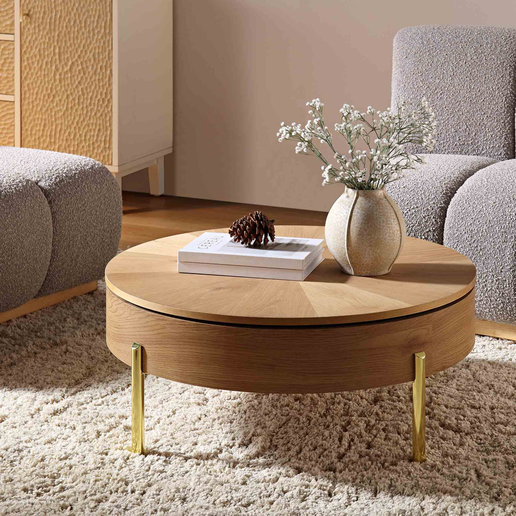 Bohdi Oak Round Rotating Coffee Table — view 2