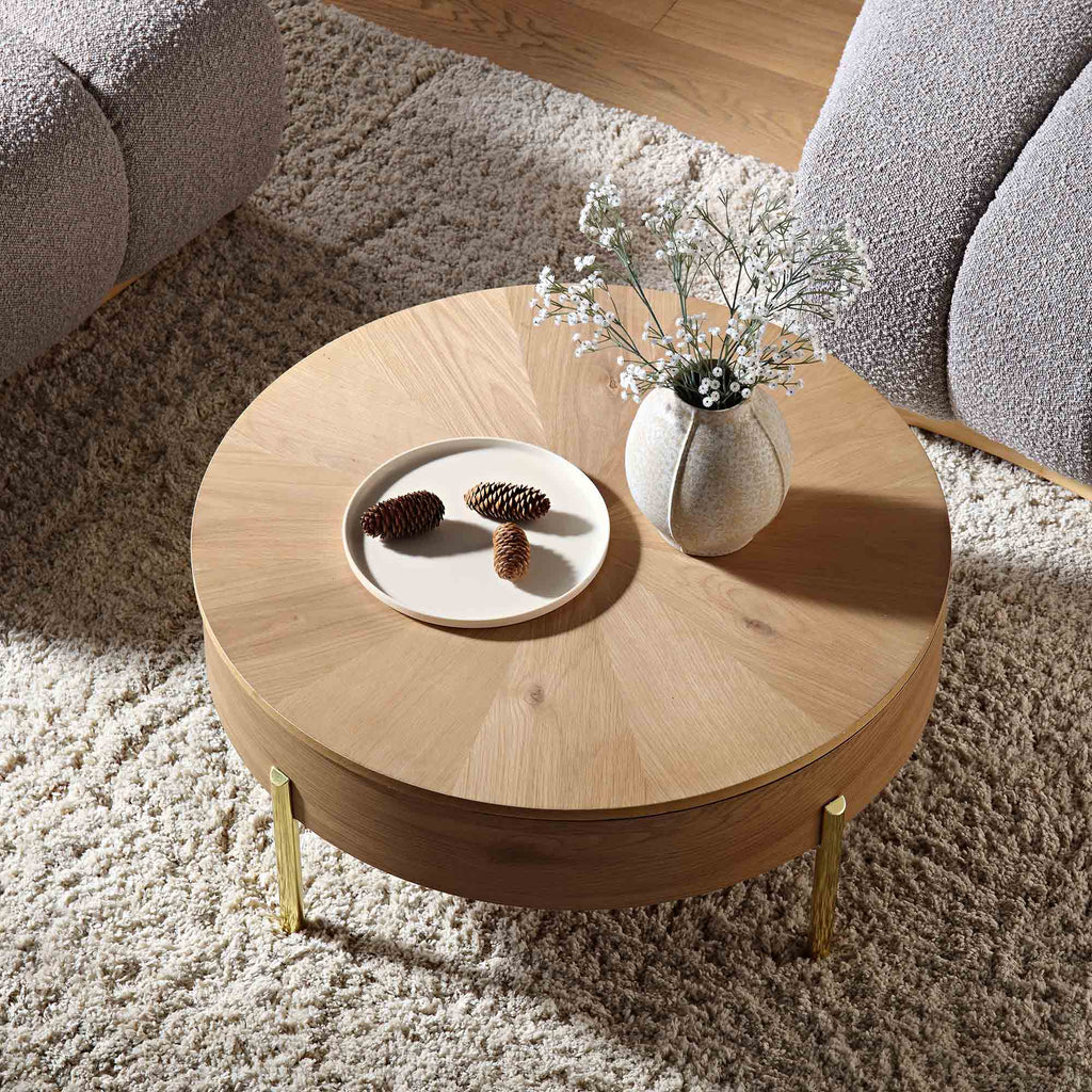 Bohdi Oak Round Rotating Coffee Table — view 3