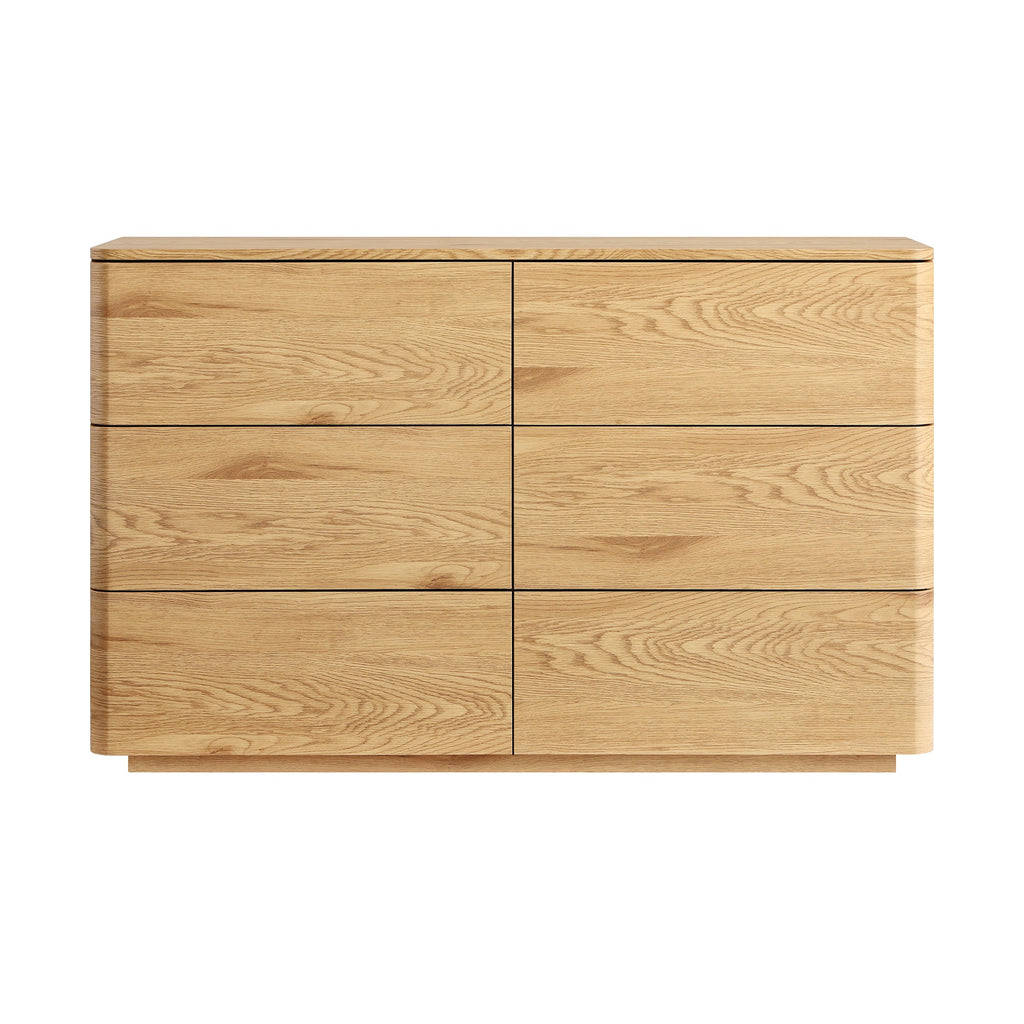 Agnes Curved Edge Chest of 6 Drawers, Natural — view 5