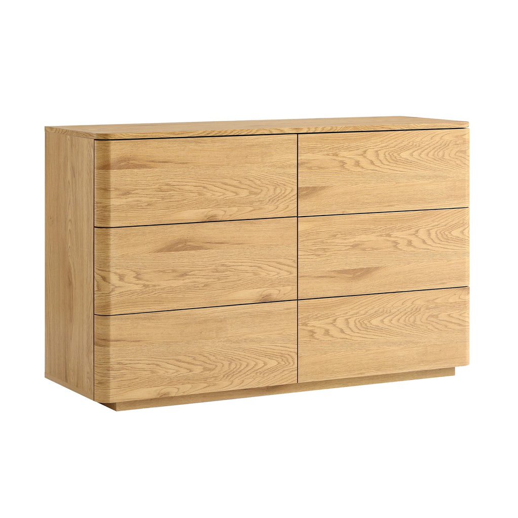 Agnes Curved Edge Chest of 6 Drawers, Natural — view 6