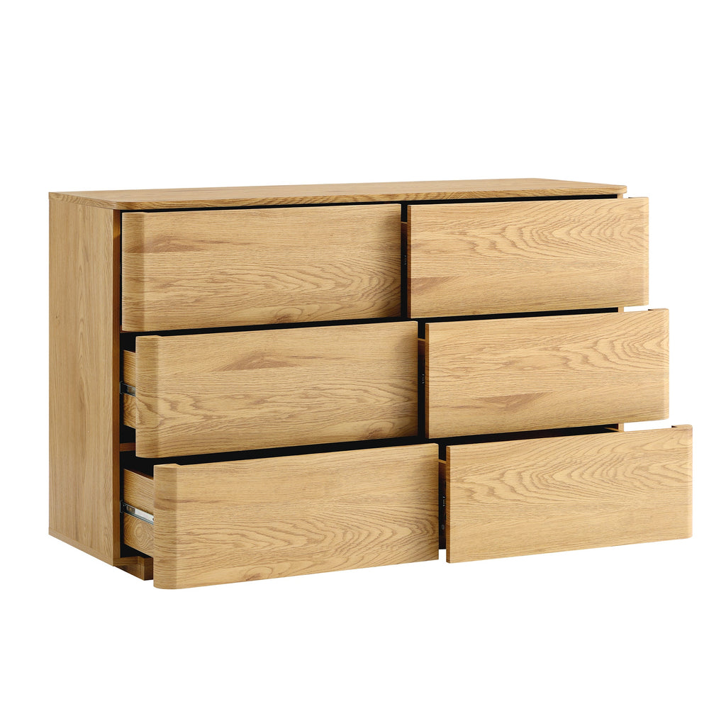 Agnes Curved Edge Chest of 6 Drawers, Natural — view 8