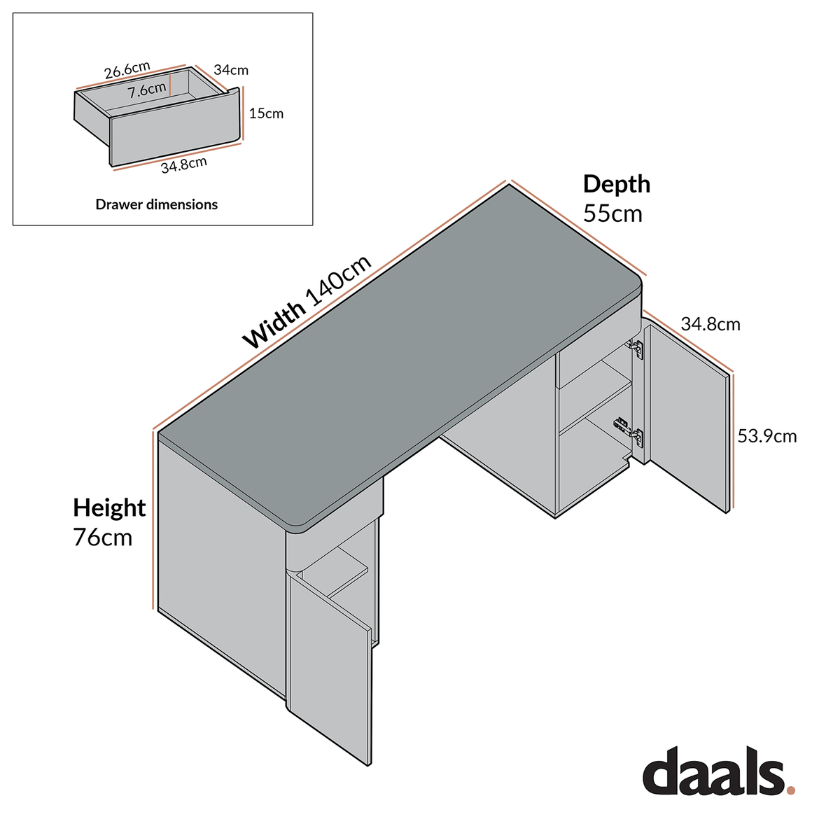 Agnes Curved Edge Desk with Storage, Natural — view 7