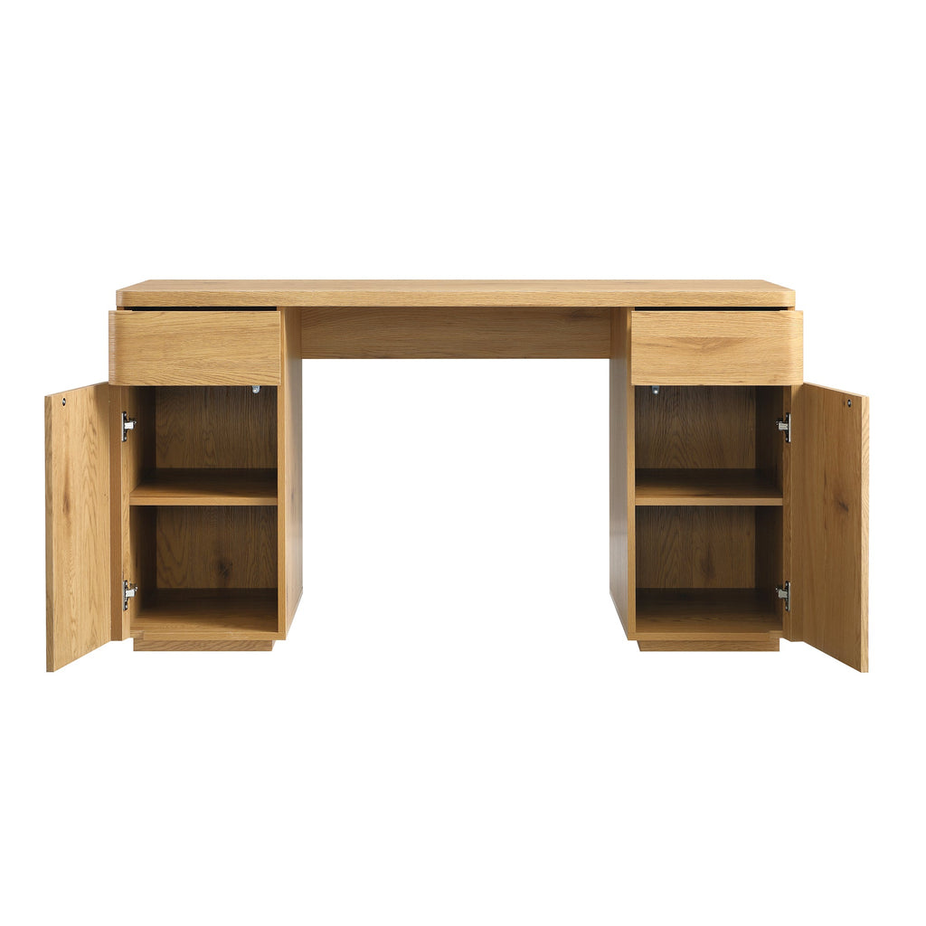 Agnes Curved Edge Desk with Storage, Natural — view 9