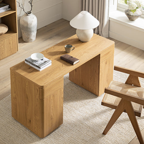 Agnes Curved Edge Desk with Storage, Natural — view 2