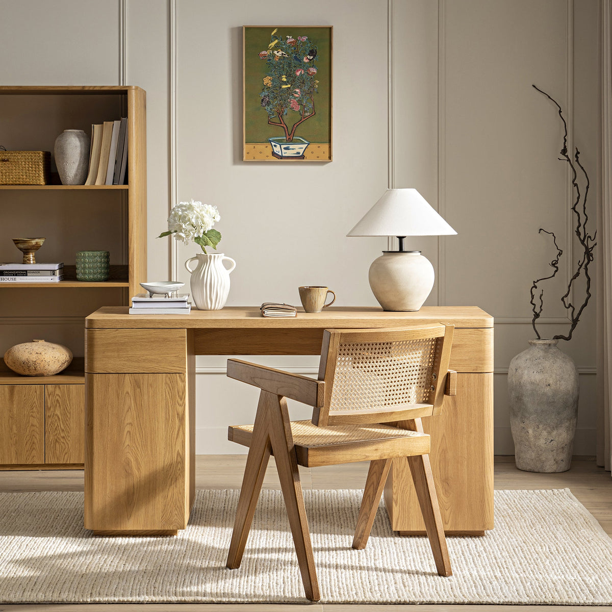 Agnes Curved Edge Desk with Storage, Natural — view 4