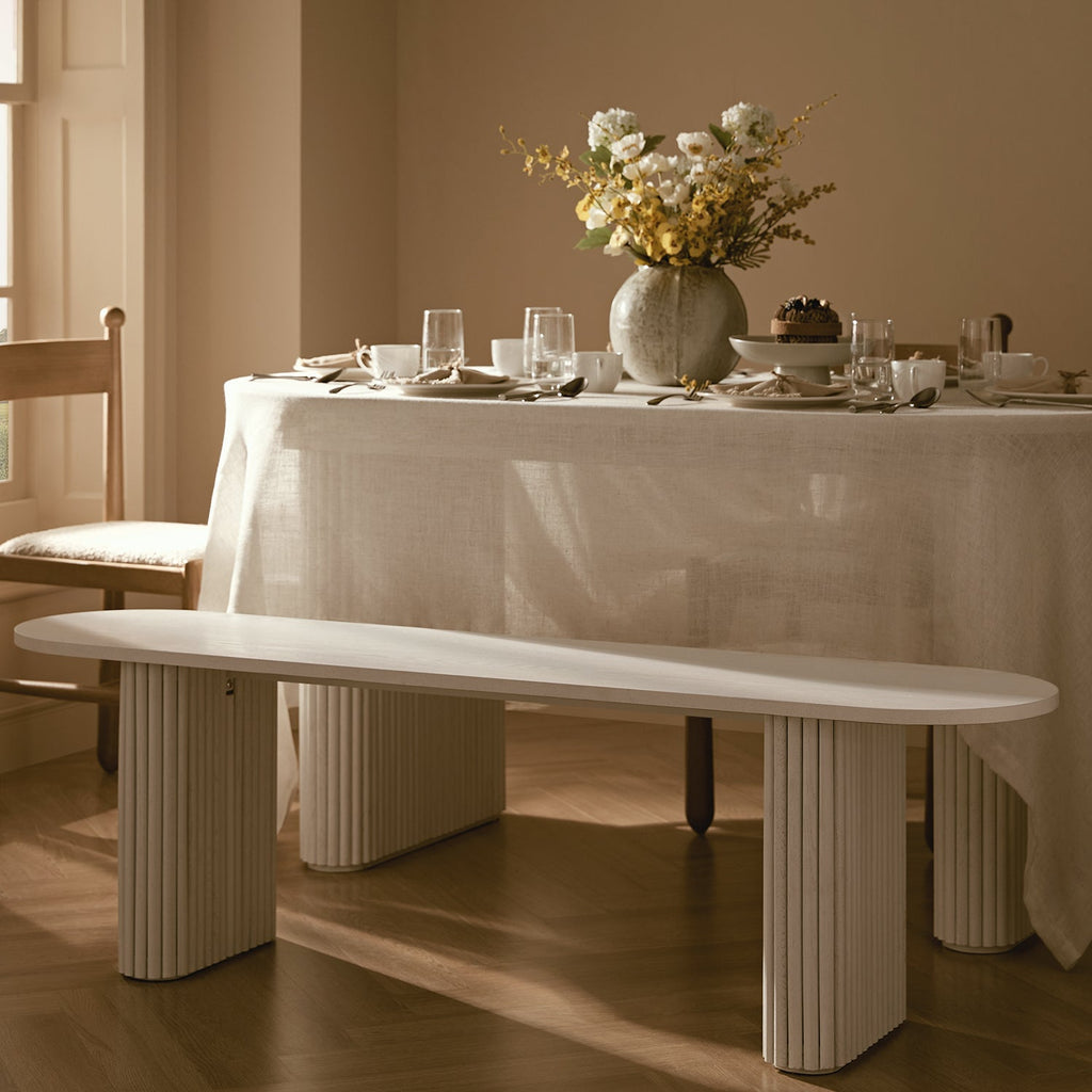 Maru 150cm Dining Bench, Washed White — dining chair from 2nd Time Around