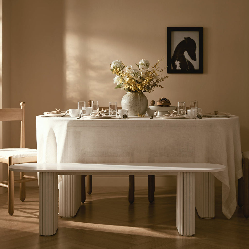 Maru 150cm Dining Bench, Washed White — view 3