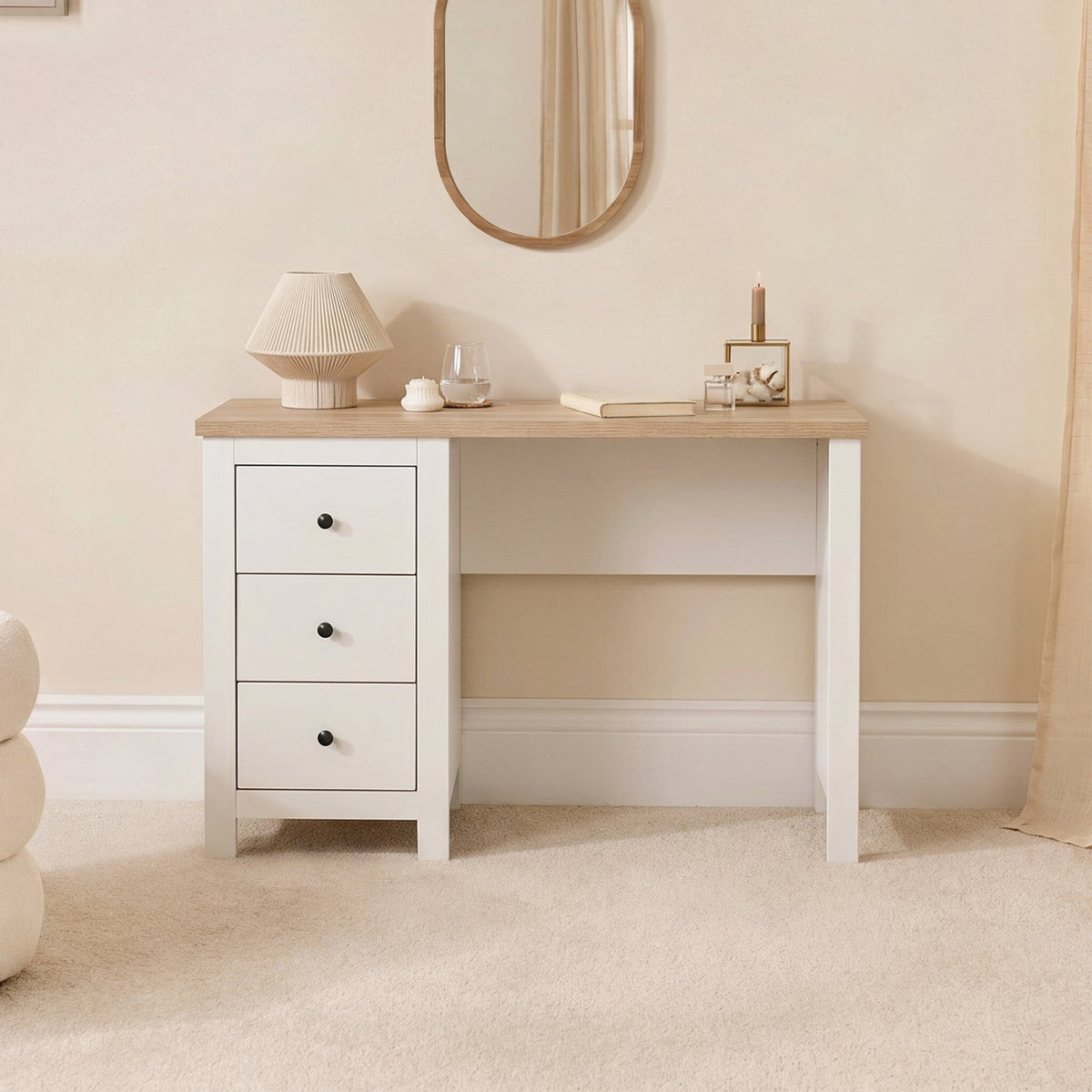 Bampton White Dressing Table with Drawers — dressing table from 2nd Time Around