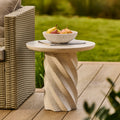 Bianca Concrete Round Garden Side Table - Paprika Mother of Pearl Terrazzo — side table from 2nd Time Around