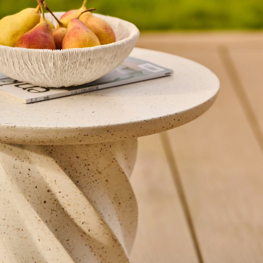 Bianca Concrete Round Garden Side Table - Paprika Mother of Pearl Terrazzo — view 4
