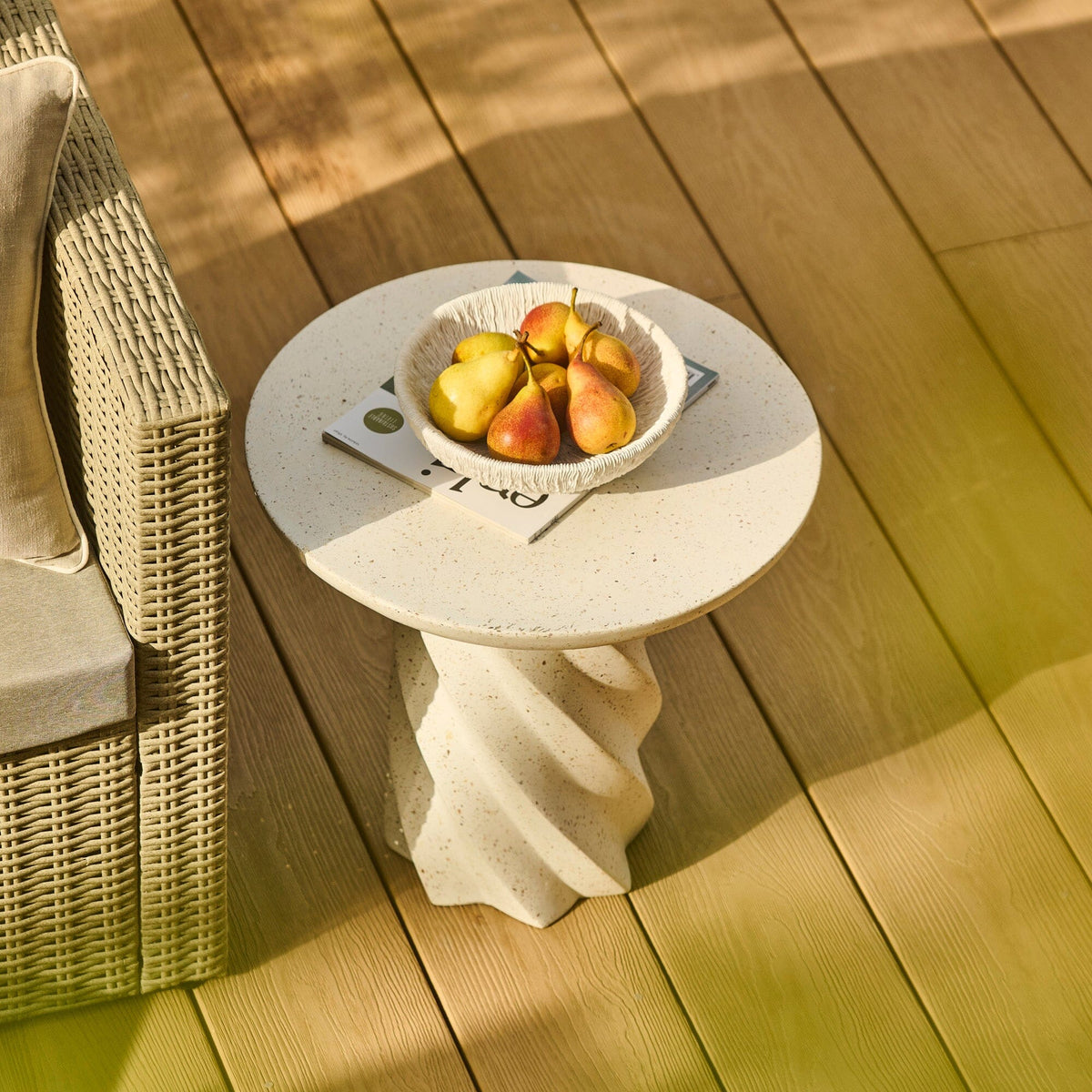 Bianca Concrete Round Garden Side Table - Paprika Mother of Pearl Terrazzo — view 3