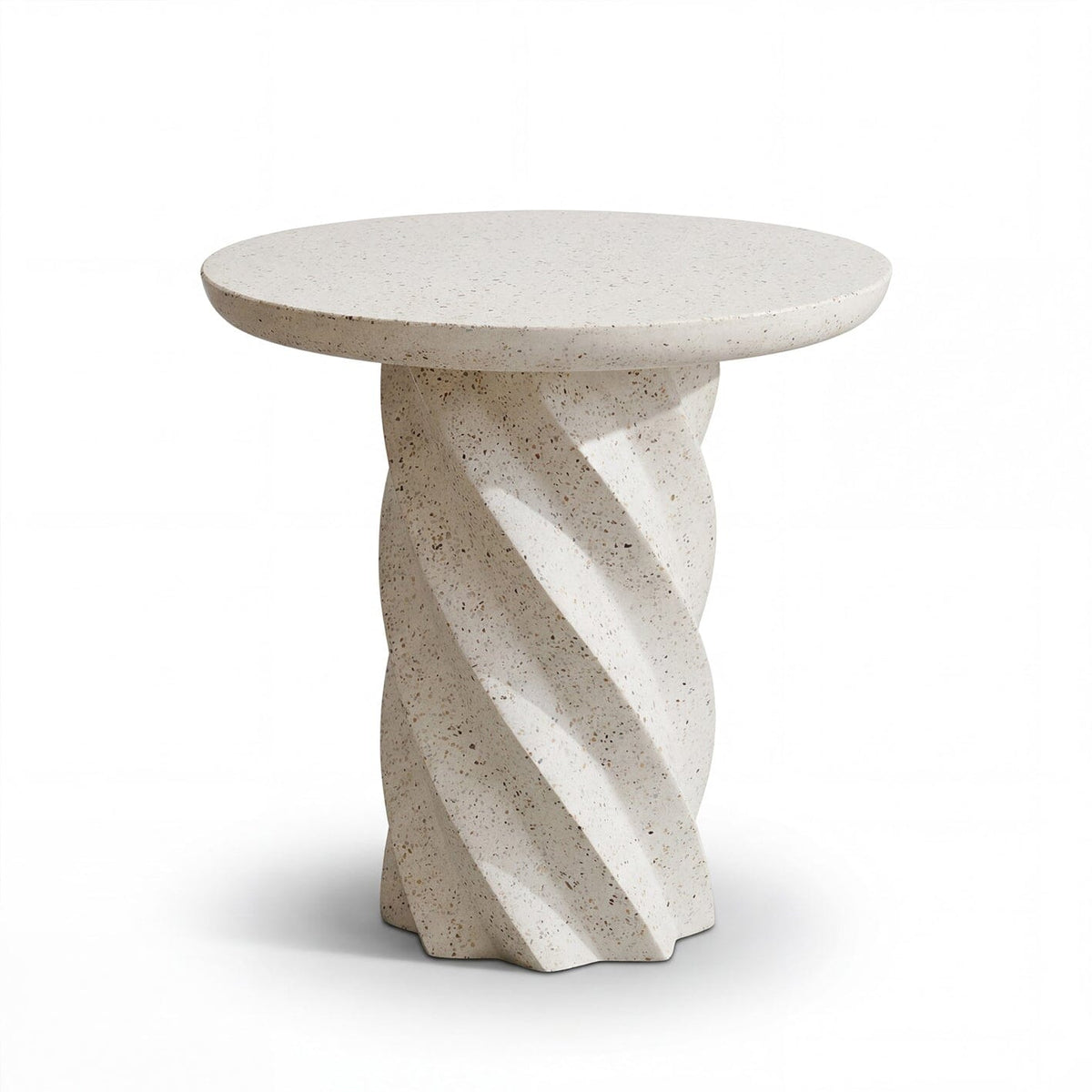 Bianca Concrete Round Garden Side Table - Paprika Mother of Pearl Terrazzo — view 2