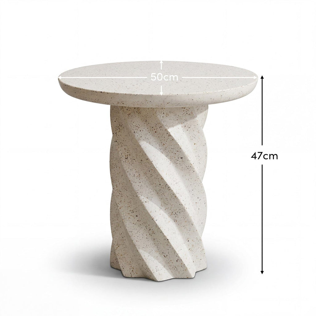 Bianca Concrete Round Garden Side Table - Paprika Mother of Pearl Terrazzo — view 6