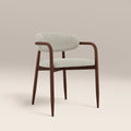Halston Carver Dining Chair | Speckled Stone Sustainable Boucle & Walnut — dining chair from 2nd Time Around