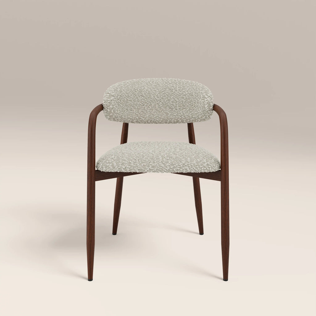Halston Carver Dining Chair | Speckled Stone Sustainable Boucle & Walnut — view 2