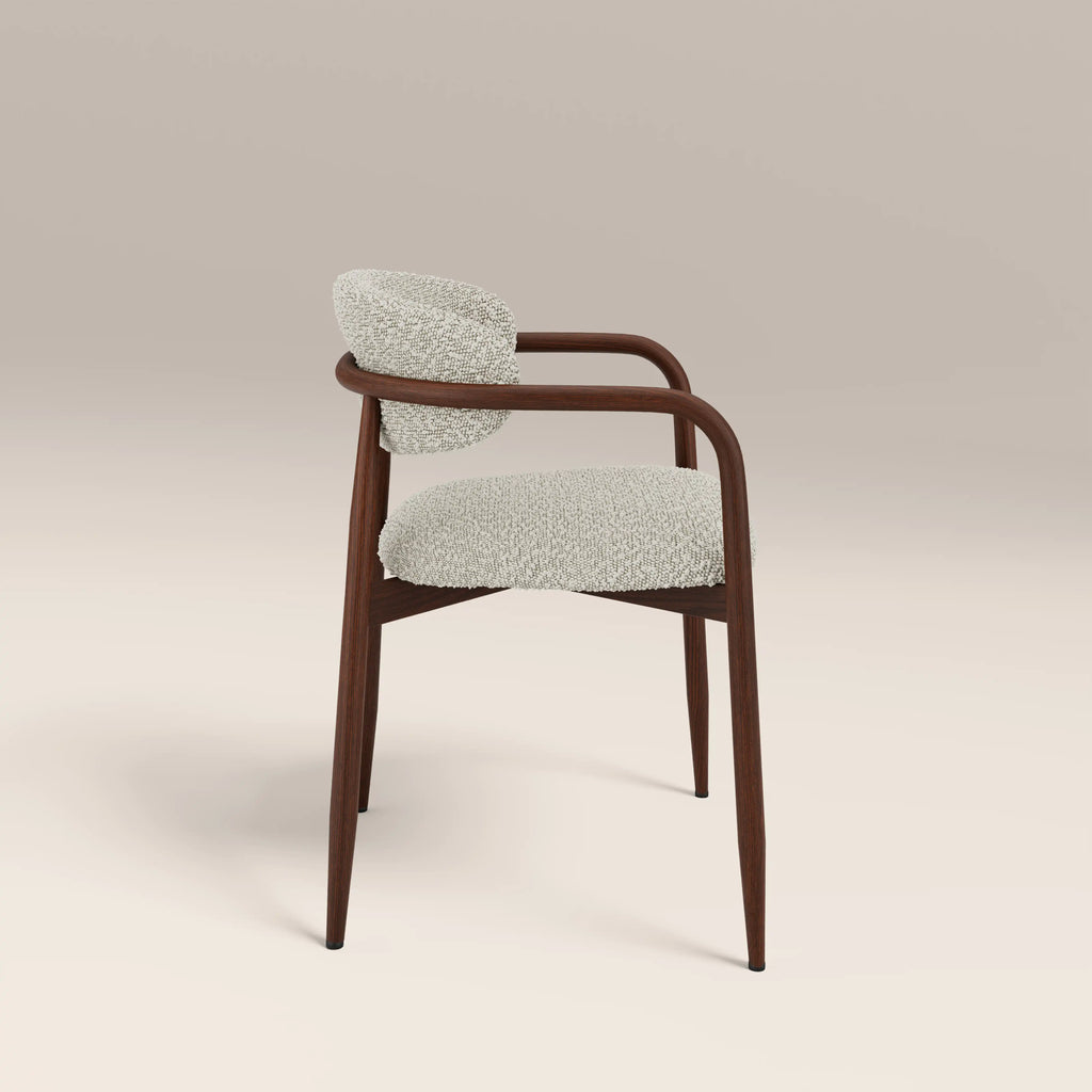 Halston Carver Dining Chair | Speckled Stone Sustainable Boucle & Walnut — view 4