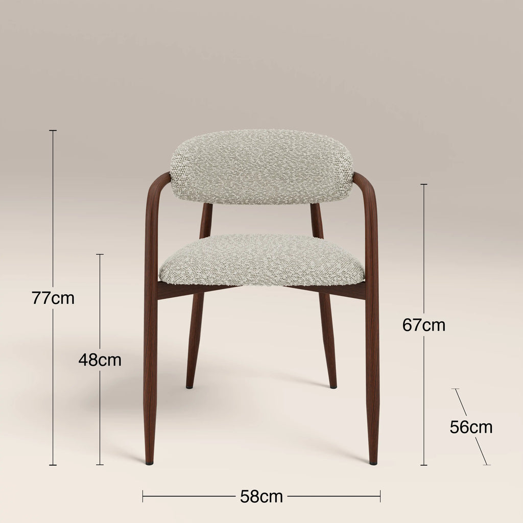 Halston Carver Dining Chair | Speckled Stone Sustainable Boucle & Walnut — view 7