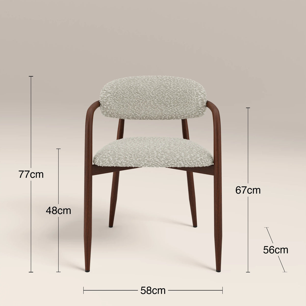 Halston Carver Dining Chair | Speckled Stone Sustainable Boucle & Walnut — view 7