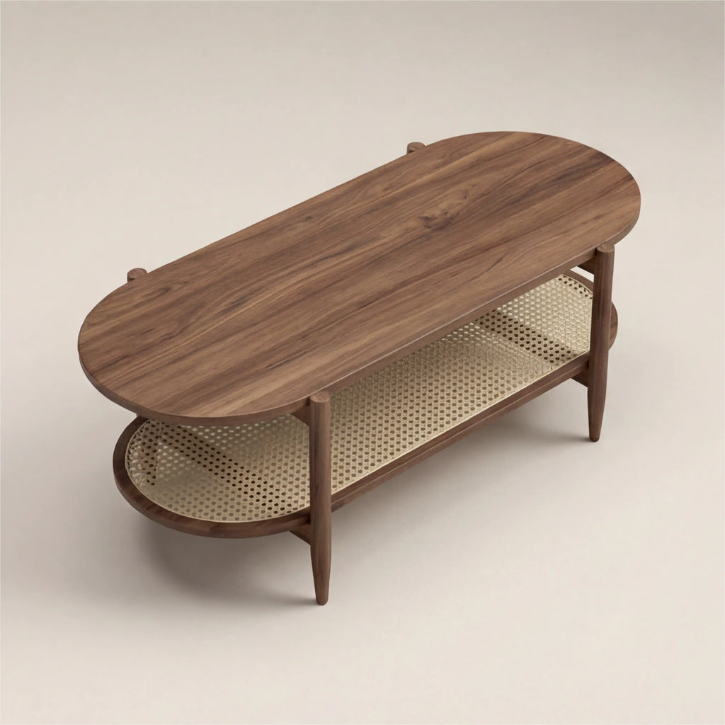 Soller Oval Wooden Storage Coffee Table | Walnut — view 4