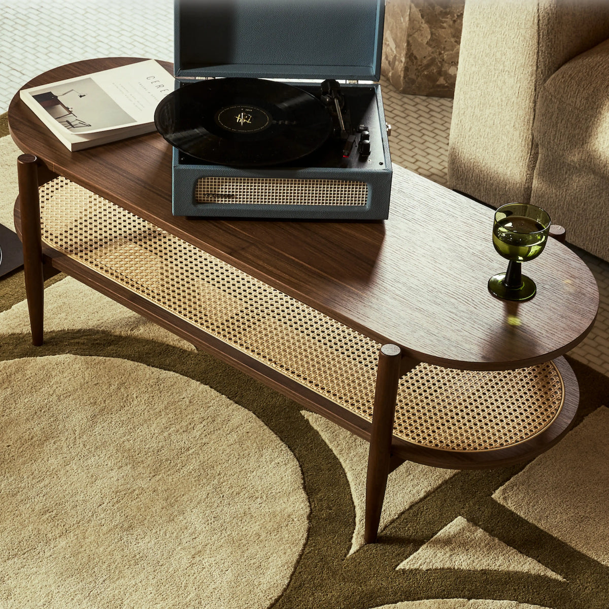 Soller Oval Wooden Storage Coffee Table | Walnut — view 2