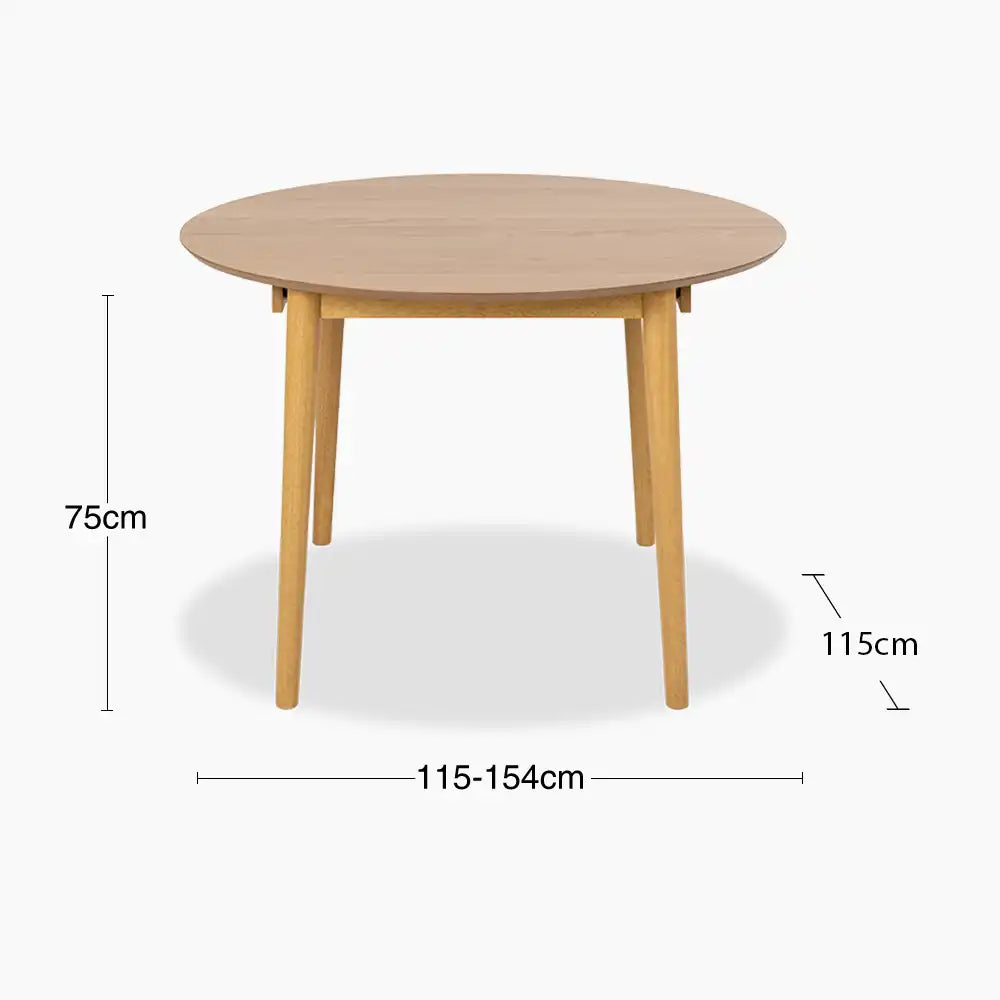Montreux 4-6 Seat Round Wooden Extendable Dining Table | Oak — view 4