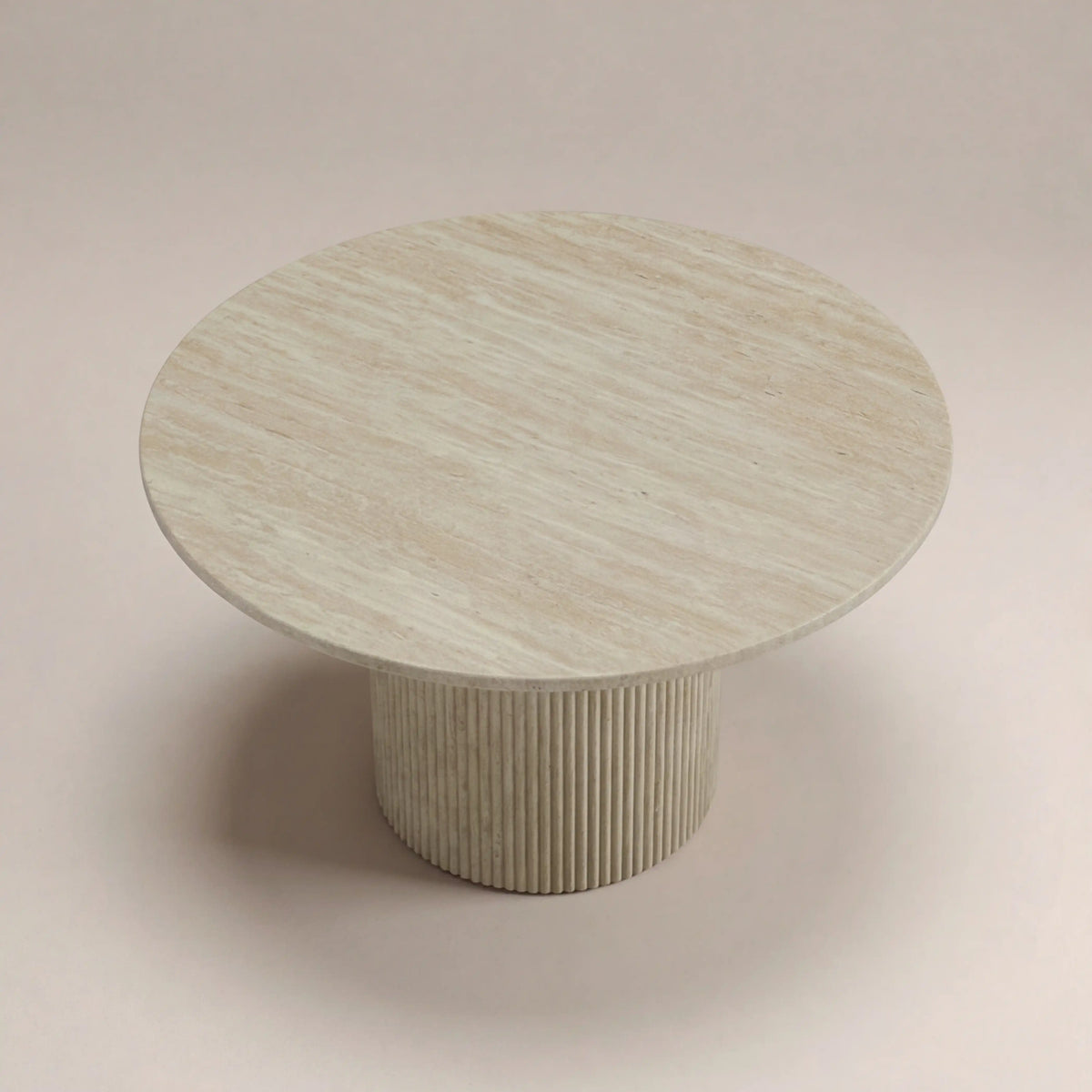 Santoria 4 Seat Round Dining Table | Natural Travertine Effect Sintered Stone — view 3