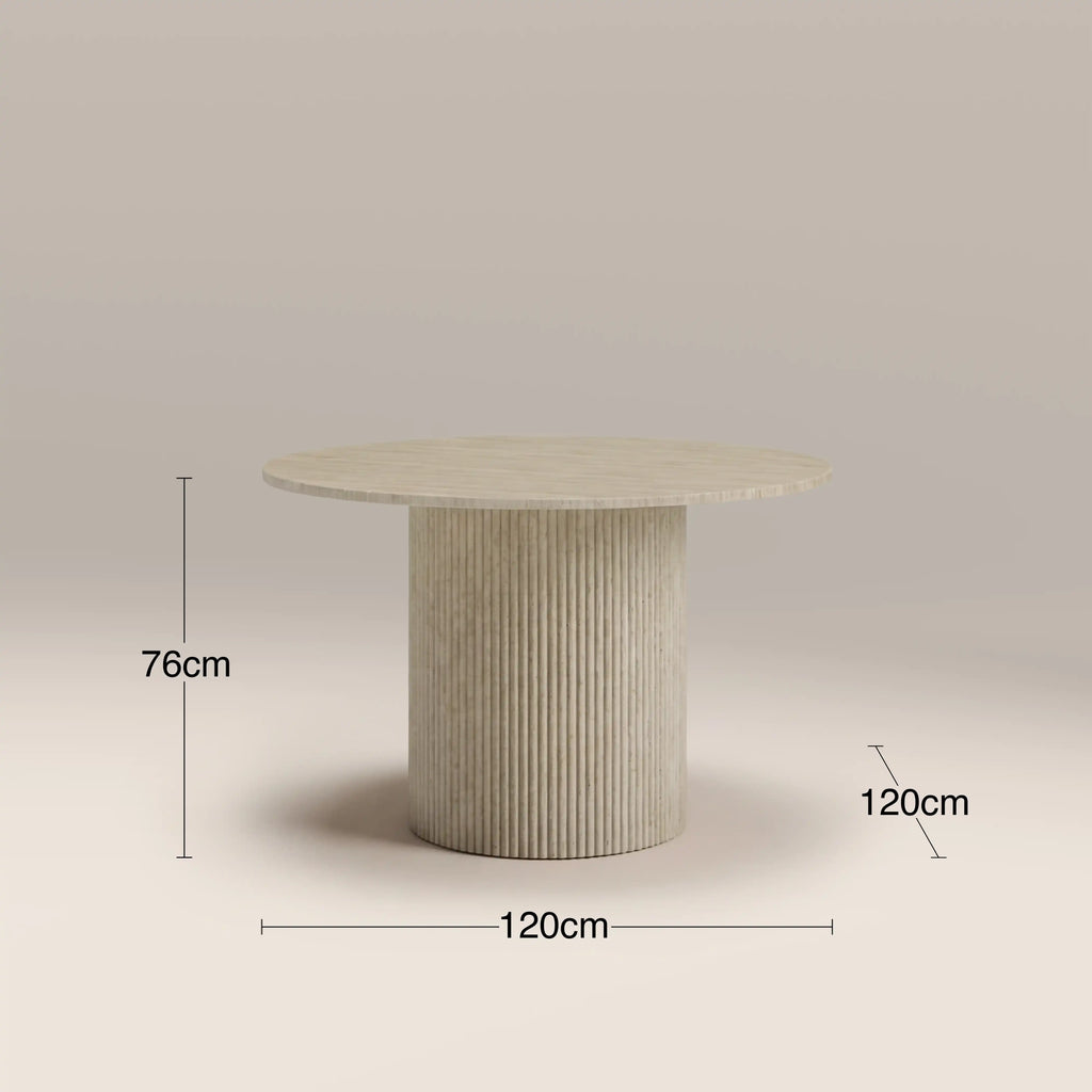 Santoria 4 Seat Round Dining Table | Natural Travertine Effect Sintered Stone — view 6
