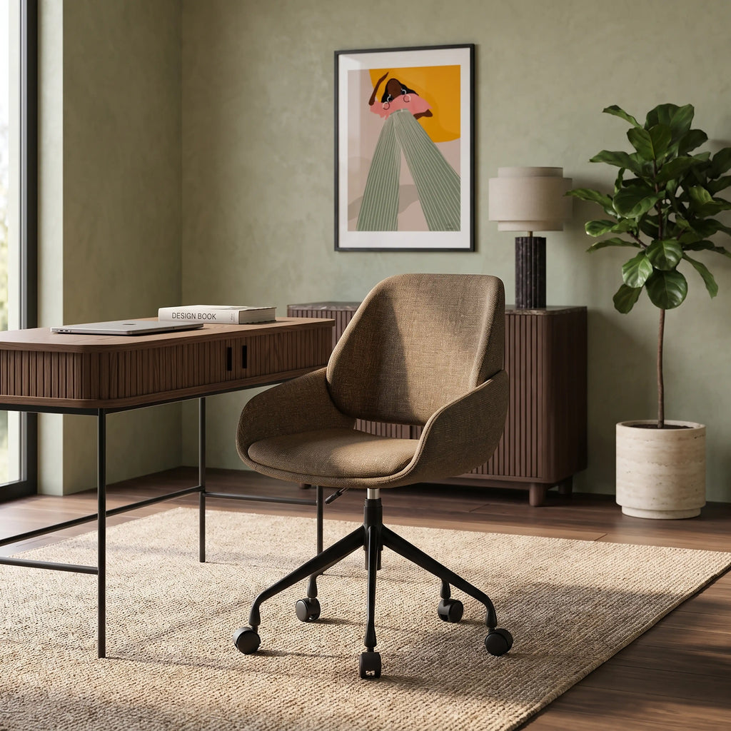Franklin Office Chair | Speckled Cappuccino Boucle & Black — view 2