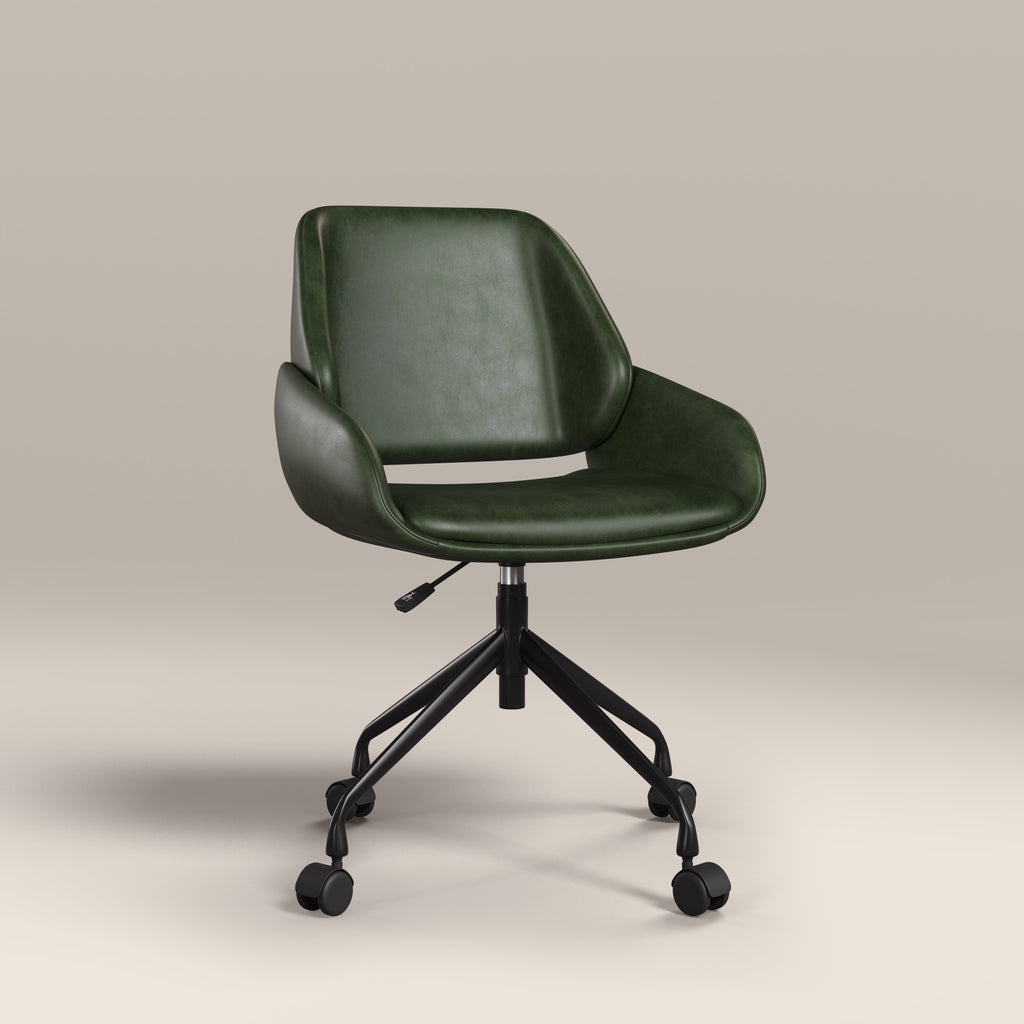 Franklin Office Chair | Vintage Green Faux Leather & Black — view 2