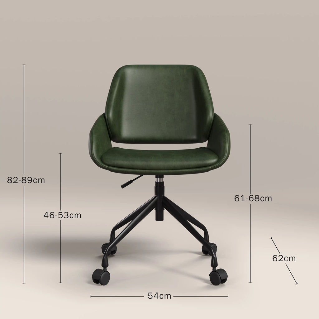 Franklin Office Chair | Vintage Green Faux Leather & Black — view 7
