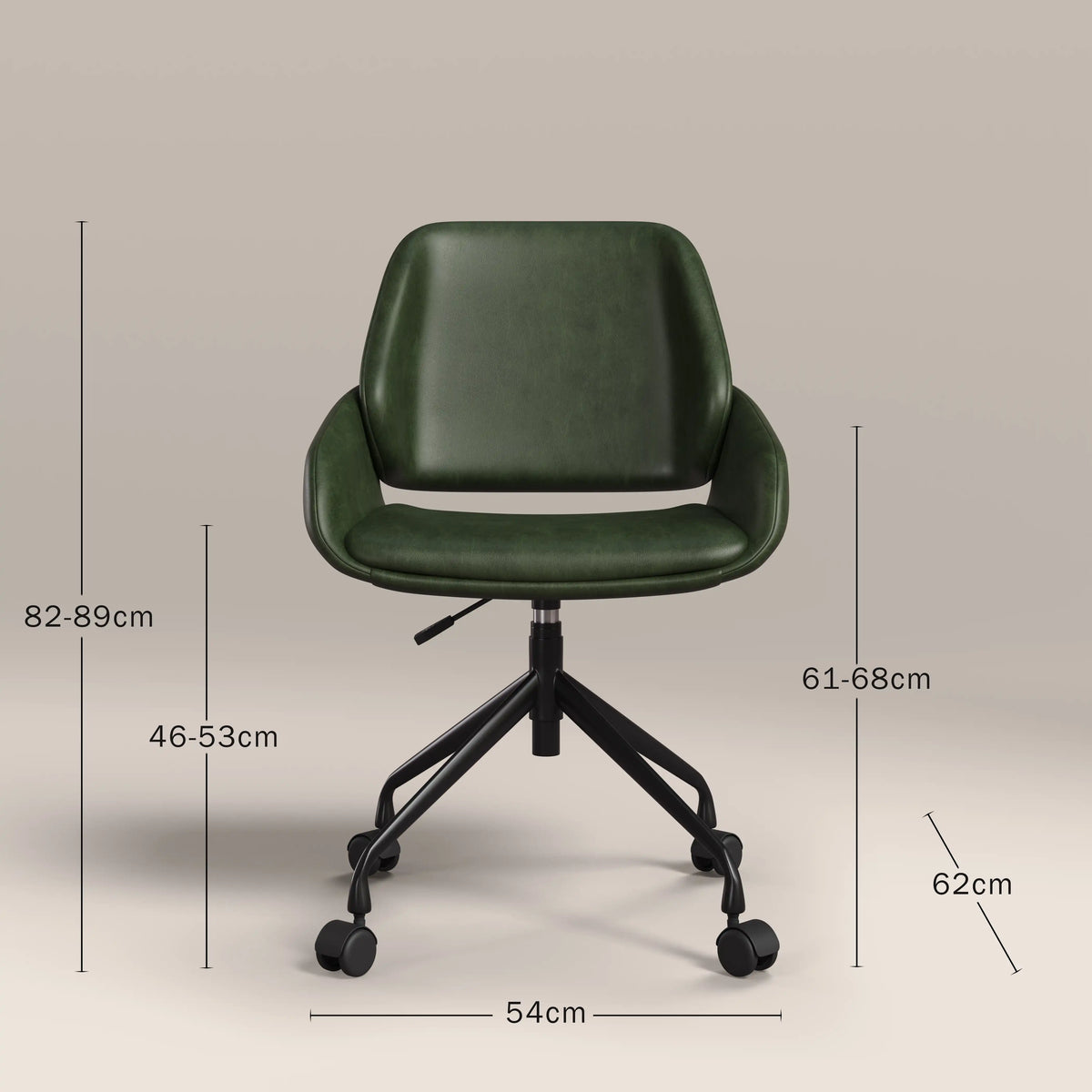 Franklin Office Chair | Vintage Green Faux Leather & Black — view 7